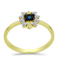 Goldplattierter Silberring mit blauem Diamant und weißem Topas