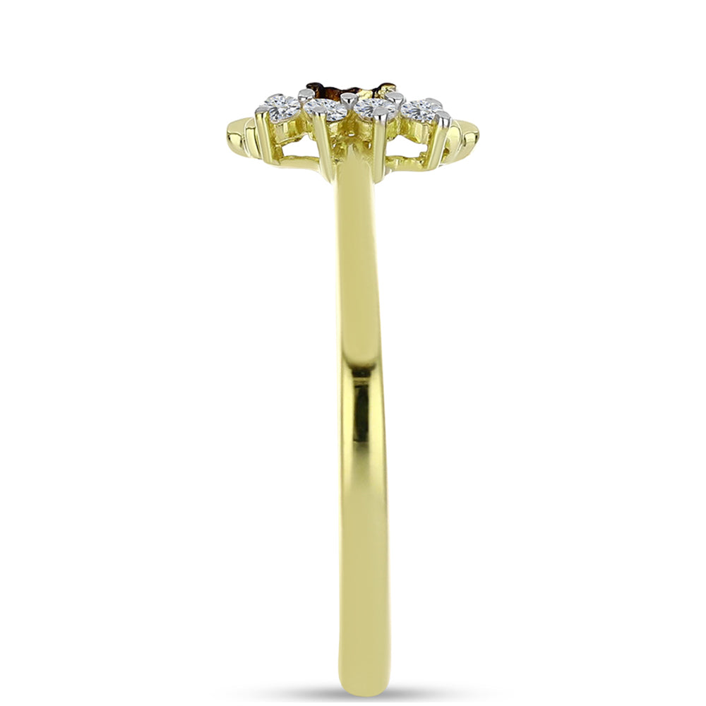 Goldplattierter Silberring mit blauem Diamant und weißem Topas 4 
