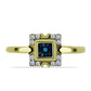 Goldplattierter Silberring mit blauem Diamant und weißem Topas
