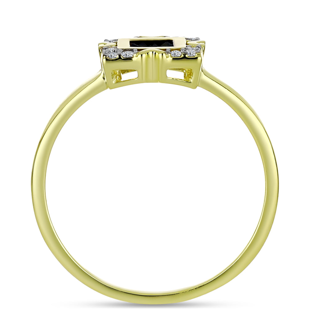 Goldplattierter Silberring mit blauem Diamant und weißem Topas