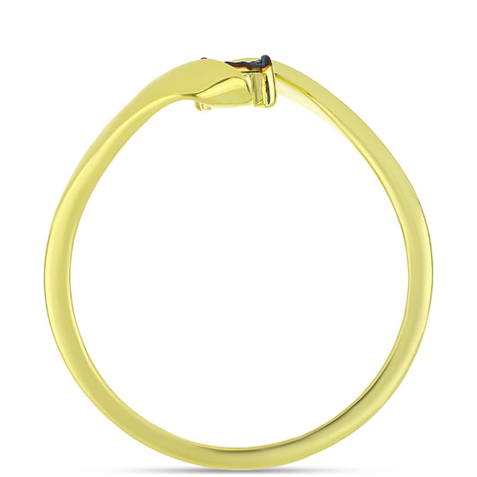 Goldplattierter Silberring mit blauem Diamant