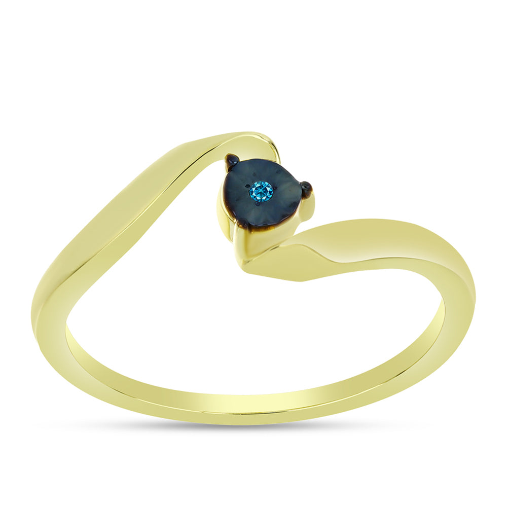 Goldplattierter Silberring mit blauem Diamant