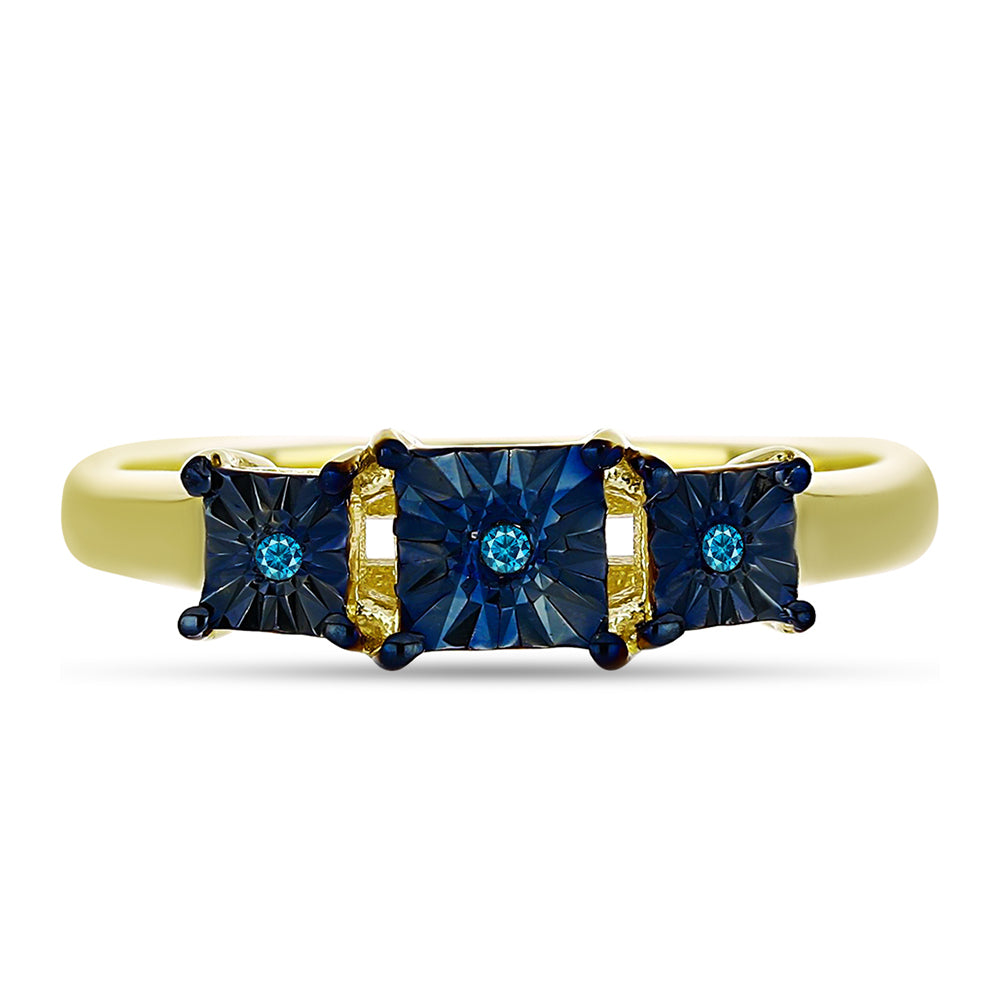 Goldplattierter Silberring mit blauem Diamant 1 