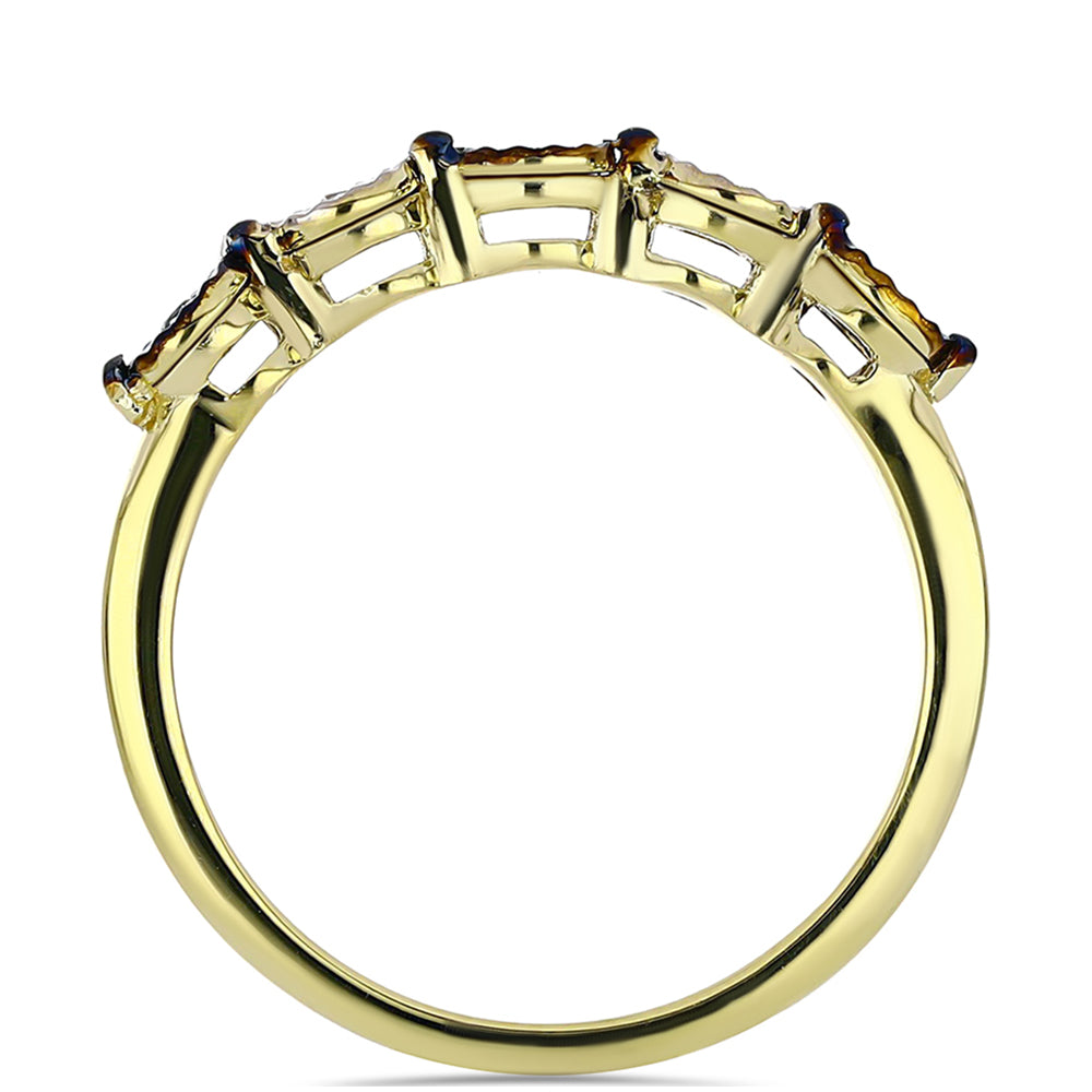 Goldplattierter Silberring mit blauem Diamant und weißem Topas