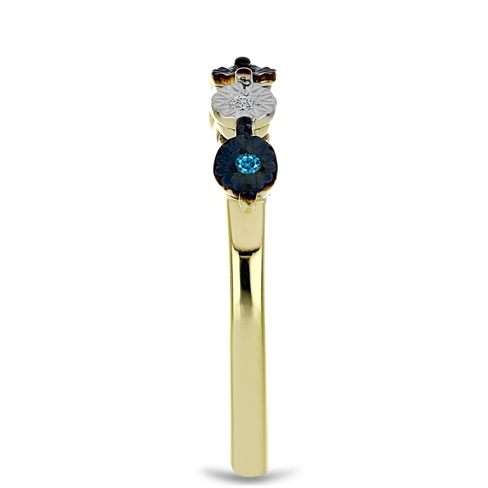 Goldplattierter Silberring mit blauem Diamant und weißem Topas 4 