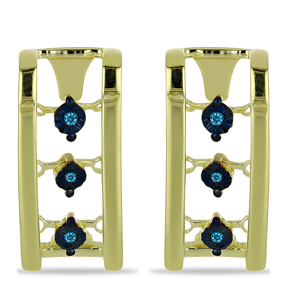 Goldplattierte Silberohrringe mit blauem Diamant 1 