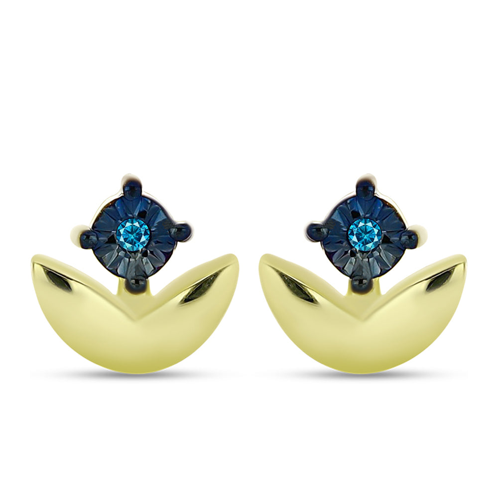 Goldplattierte Silberohrringe mit blauem Diamant