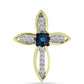 Goldplattierte Silberbrosche mit blauem Diamant und weißem Topas