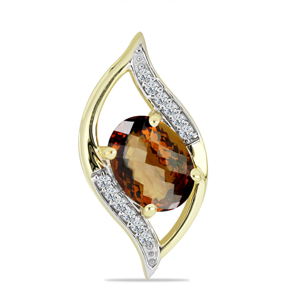 Goldplattierter Silberanhänger mit Cognac-Quarz und weißem Topas 1 