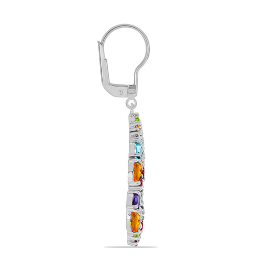 Silberohrringe mit marokkanischem Amethyst und Peridot aus Changbai
