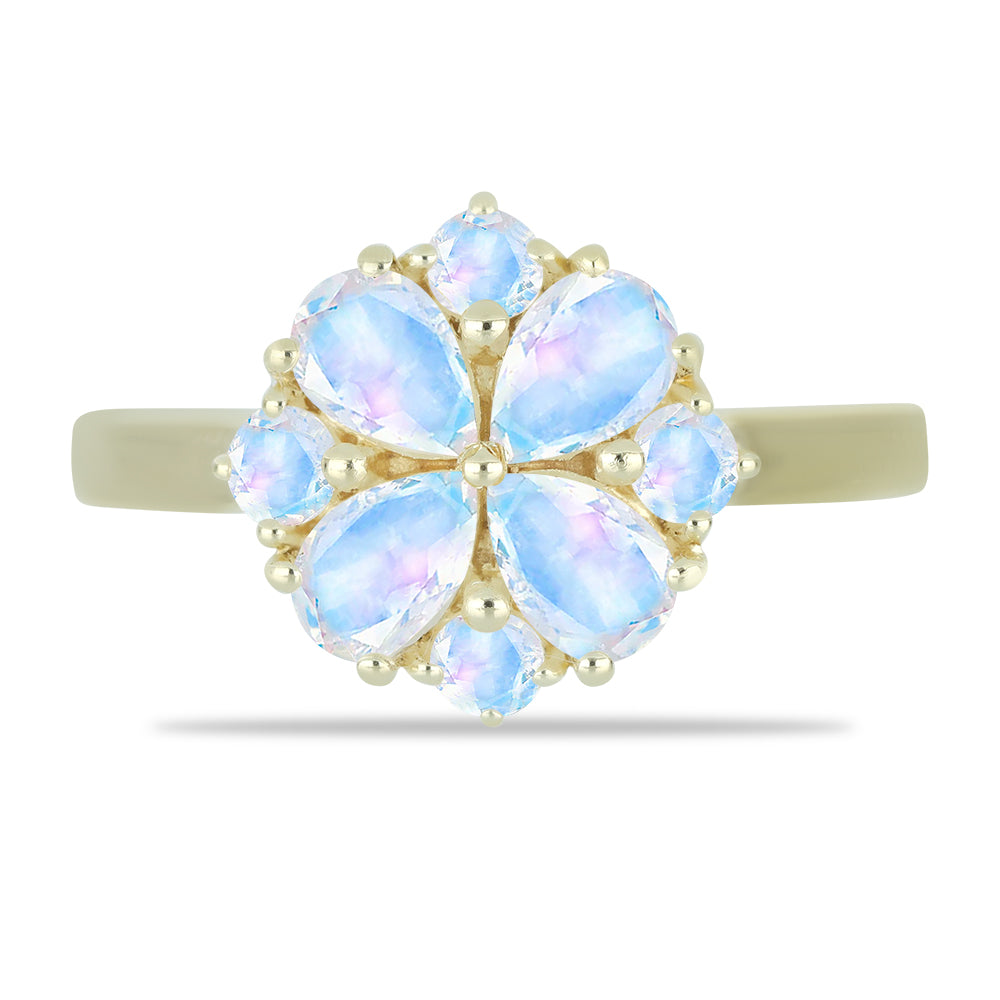 Goldplattierter Silberring mit Regenbogenmondstein 1 