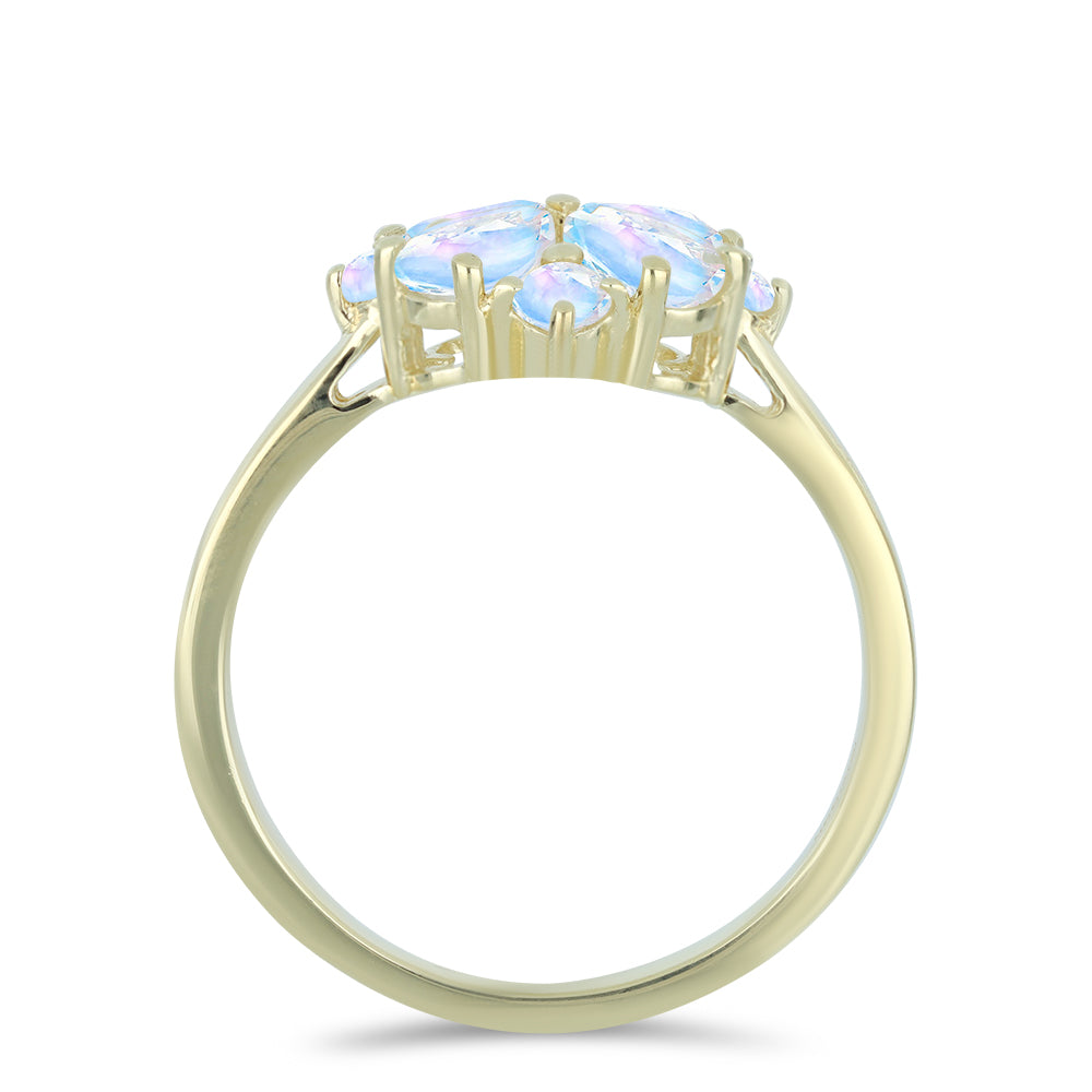 Goldplattierter Silberring mit Regenbogenmondstein 2 