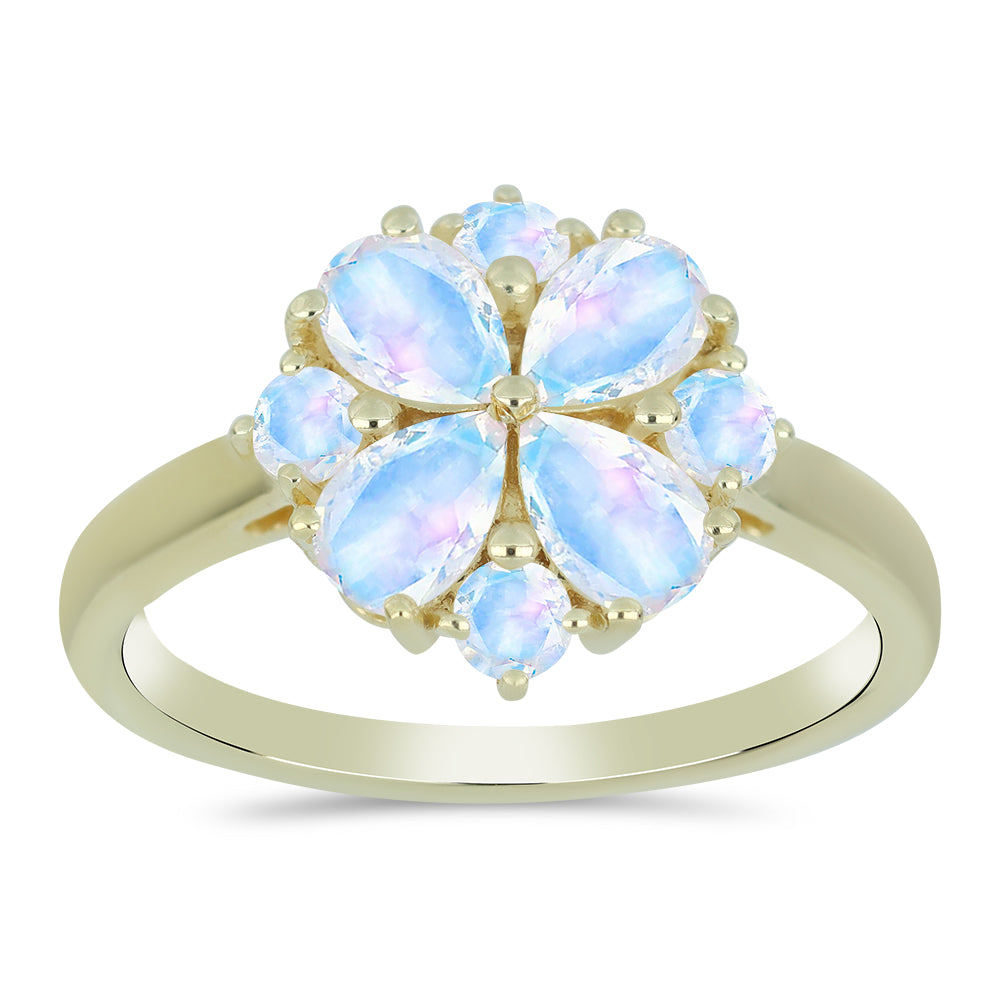 Goldplattierter Silberring mit Regenbogenmondstein 3 