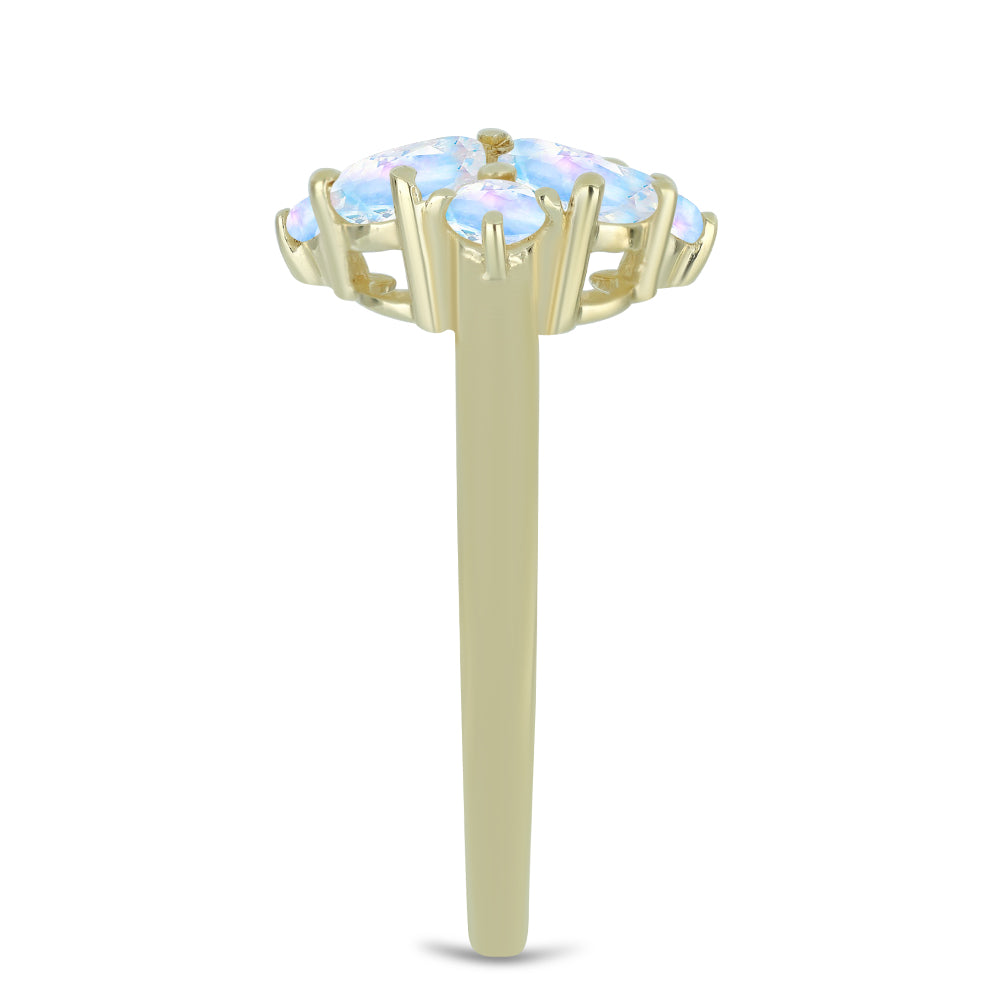 Goldplattierter Silberring mit Regenbogenmondstein 4 