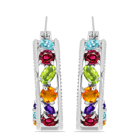 Silberohrringe mit marokkanischem Amethyst und goldfarbenem Rio Zitrin