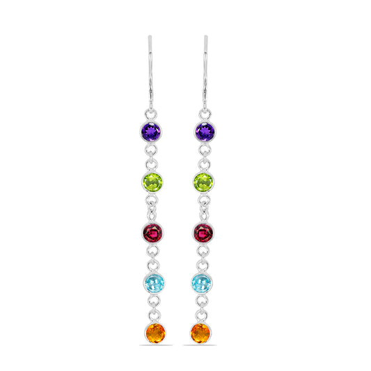 Silberohrringe mit marokkanischem Amethyst und Peridot aus Changbai