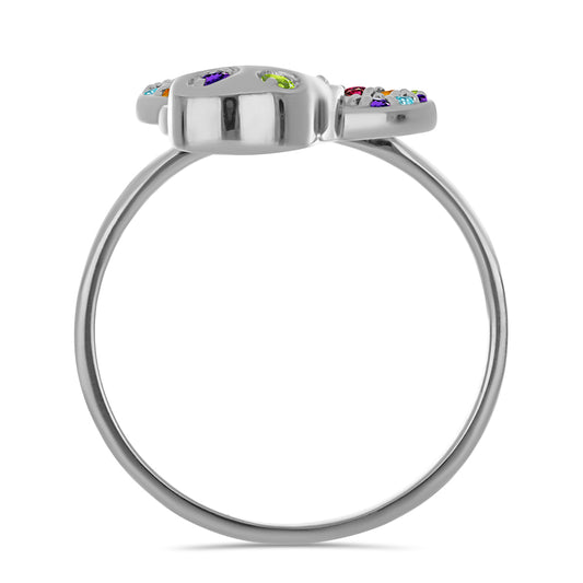 Silberring mit marokkanischem Amethyst und Zitrin aus dem Ural