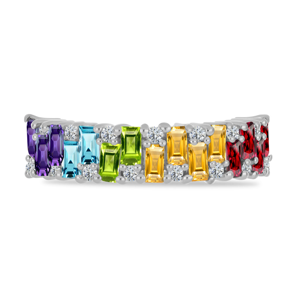 Silberring mit marokkanischem Amethyst und Peridot aus Changbai 2 