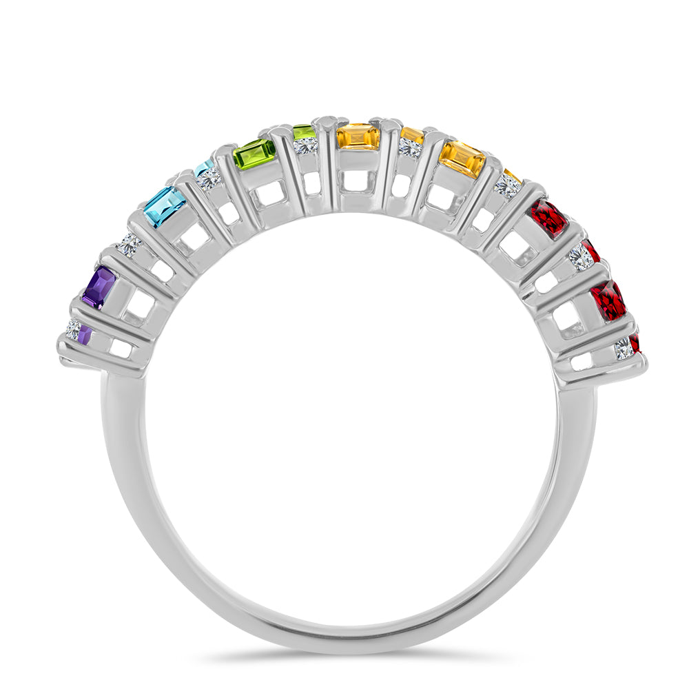 Silberring mit marokkanischem Amethyst und Peridot aus Changbai 3 