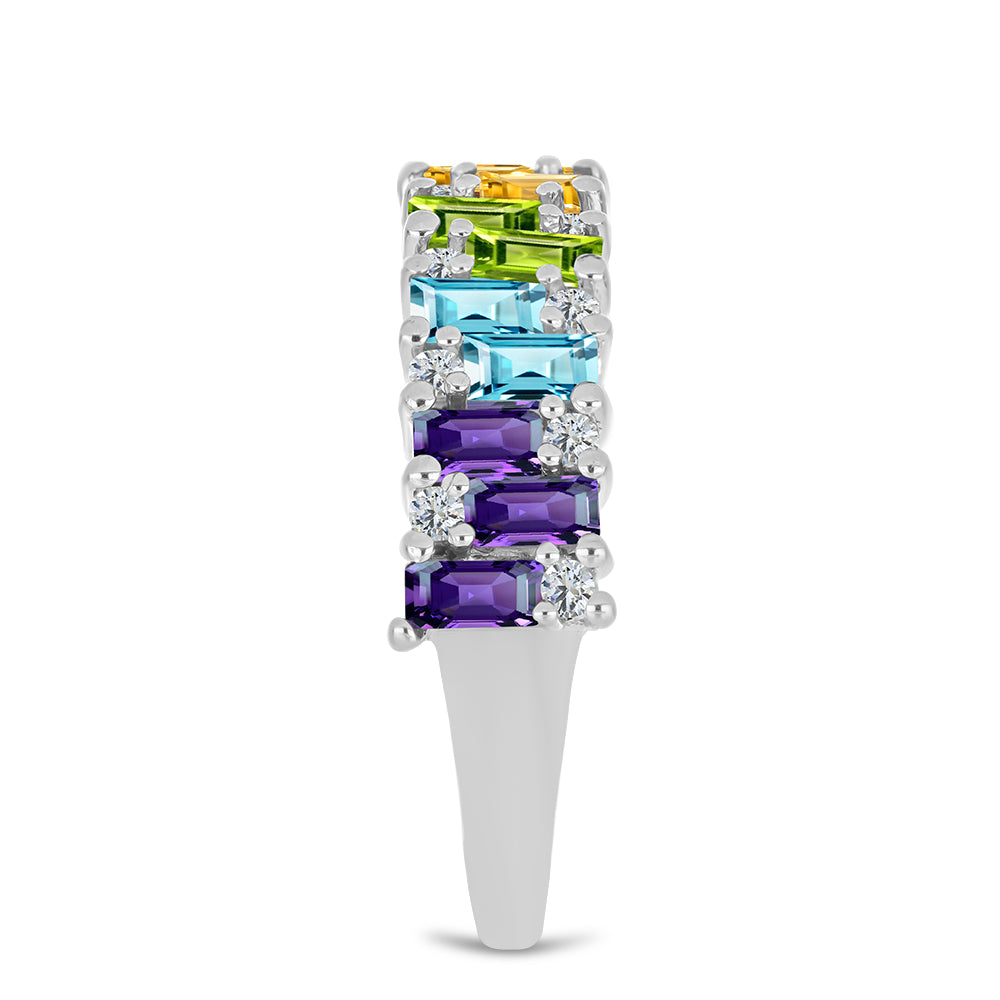 Silberring mit marokkanischem Amethyst und Peridot aus Changbai 4 