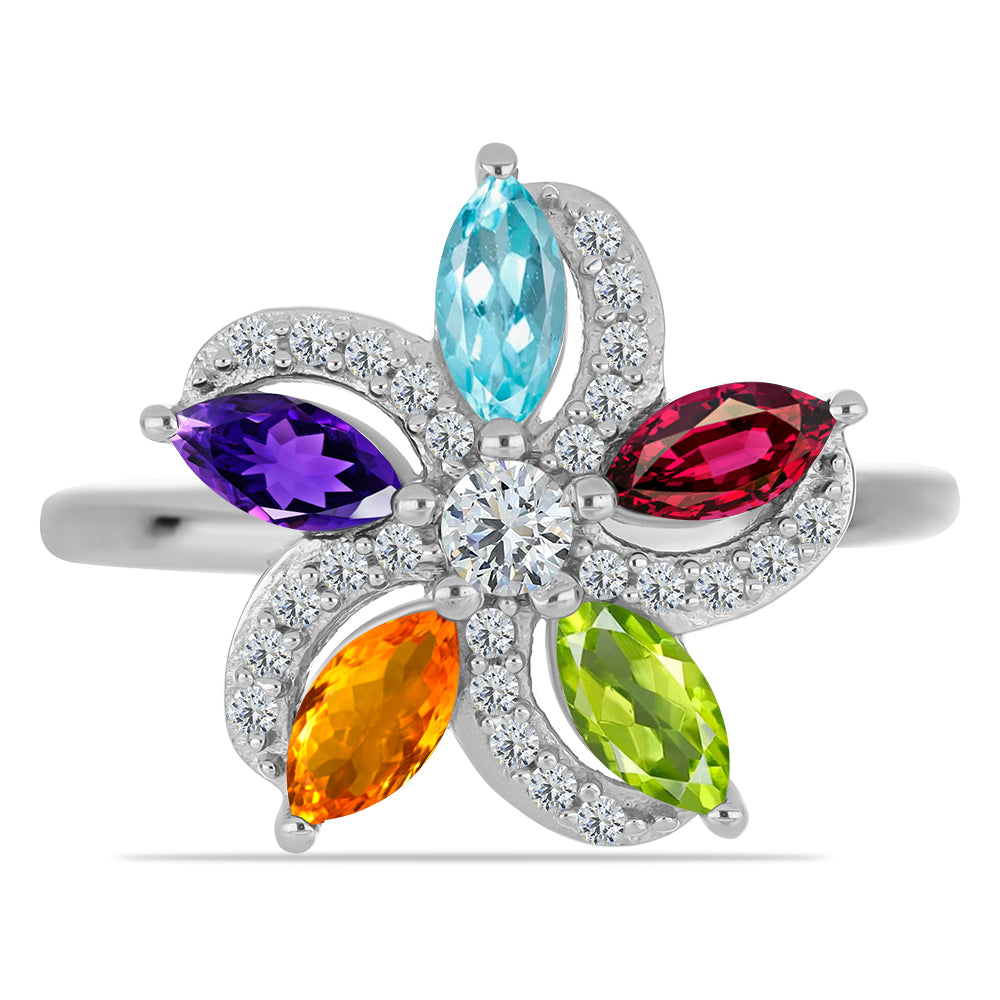 Silberring mit marokkanischem Amethyst und Peridot aus Changbai 1 