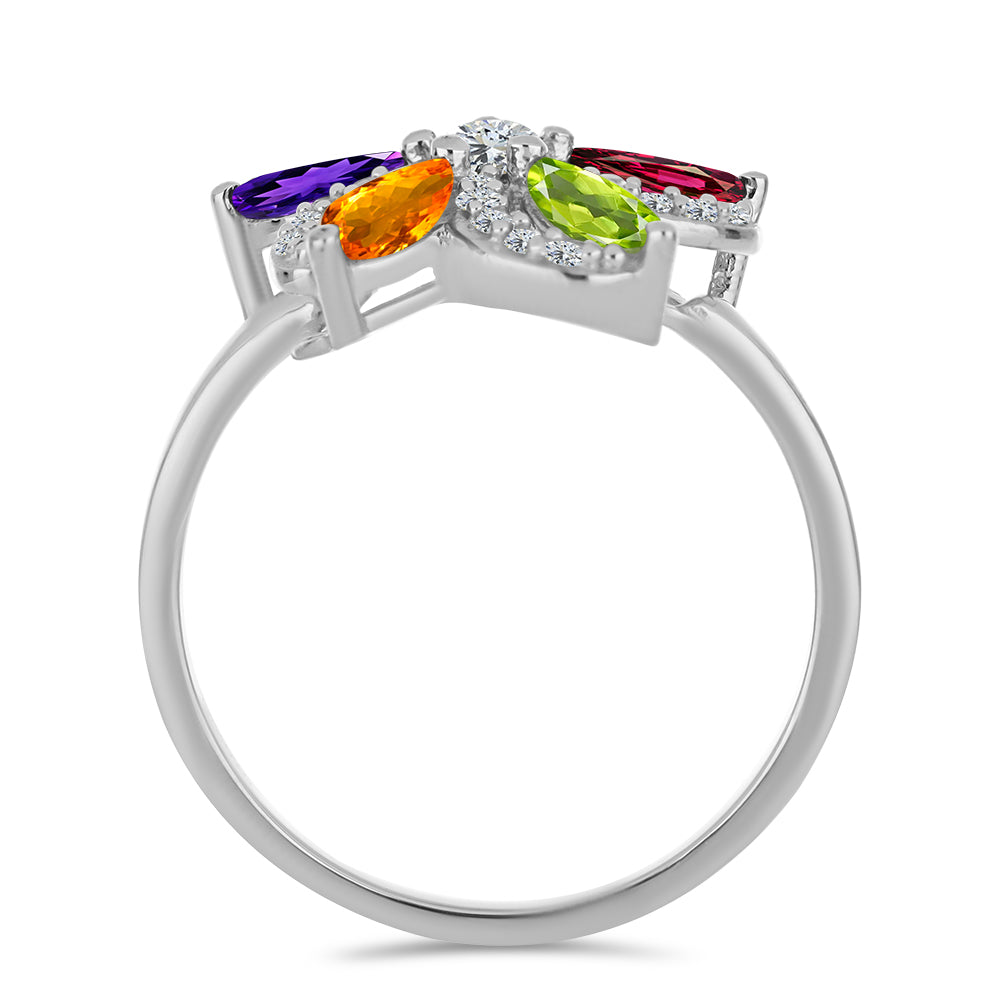 Silberring mit marokkanischem Amethyst und Peridot aus Changbai 2 