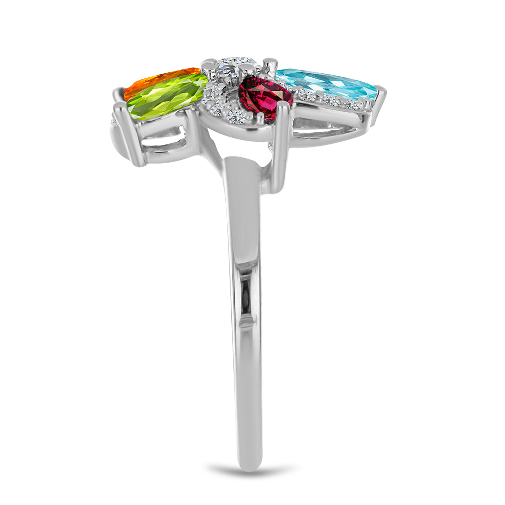 Silberring mit marokkanischem Amethyst und Peridot aus Changbai 4 