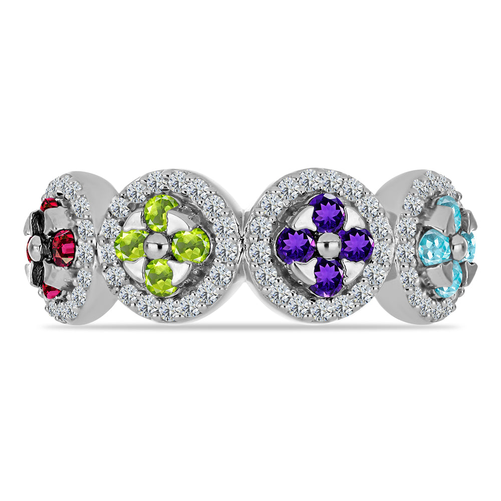 Silberring mit marokkanischem Amethyst und Peridot aus Changbai 1 