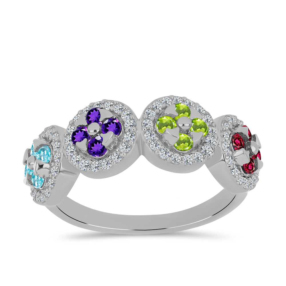 Silberring mit marokkanischem Amethyst und Peridot aus Changbai 3 