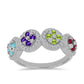 Silberring mit marokkanischem Amethyst und Peridot aus Changbai