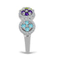 Silberring mit marokkanischem Amethyst und Peridot aus Changbai