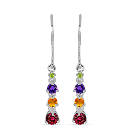 Silberohrringe mit marokkanischem Amethyst und goldfarbenem Rio Zitrin