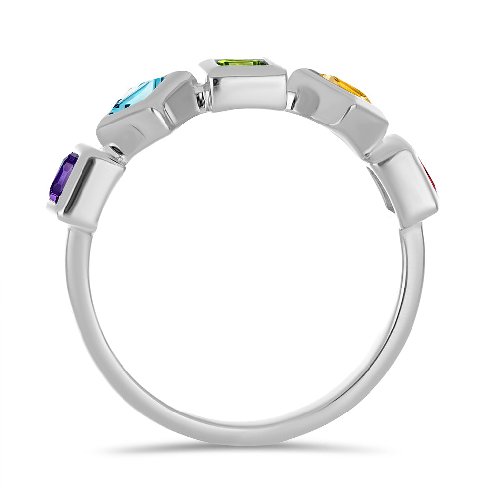 Silberring mit marokkanischem Amethyst und Peridot aus Changbai