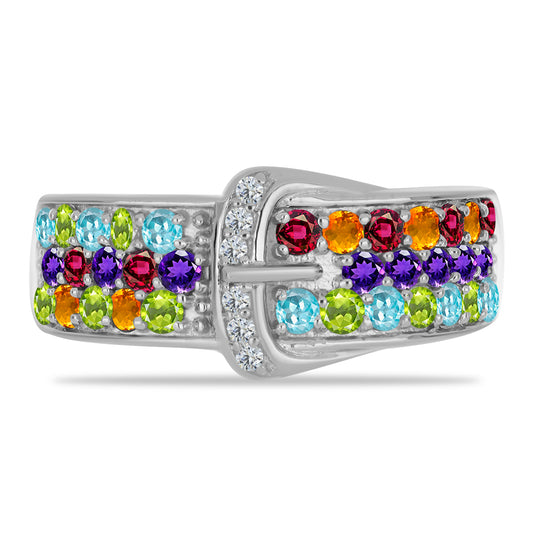 Silberring mit marokkanischem Amethyst und Peridot aus Changbai