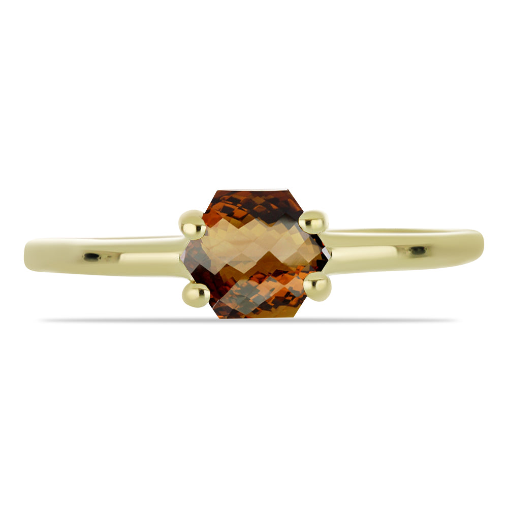Goldplattierter Silberring mit Cognac-Quarz