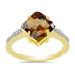 Goldplattierter Silberring mit Cognac-Quarz und weißem Topas