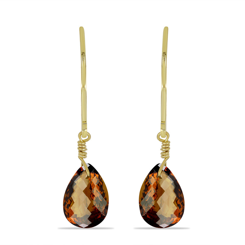 Goldplattierte Silberohrringe mit Cognac-Quarz 1 