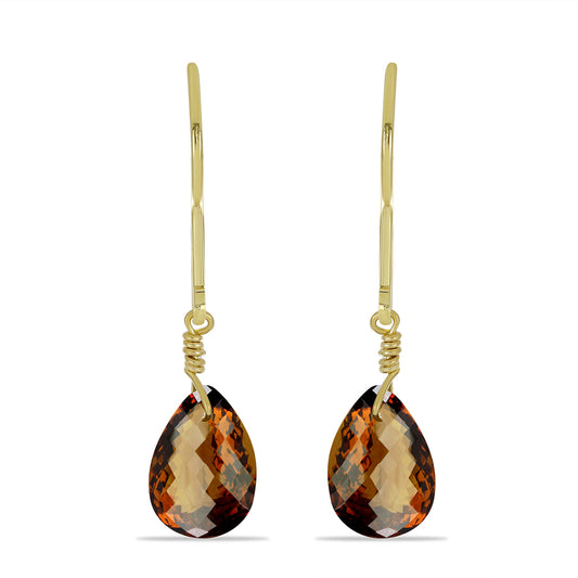 Goldplattierte Silberohrringe mit Cognac-Quarz