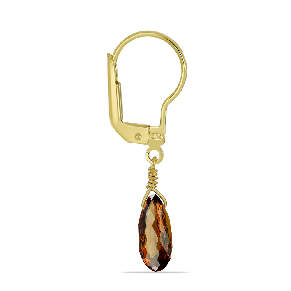 Goldplattierte Silberohrringe mit Cognac-Quarz 2 