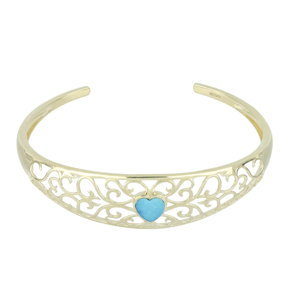 Goldplattierter Silberarmreif mit Dornröschen Türkis 1 