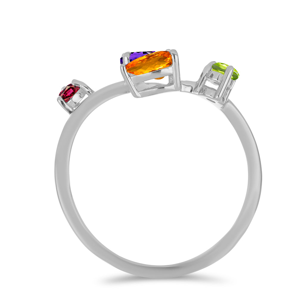 Silberring mit marokkanischem Amethyst und goldfarbenem Rio Zitrin 2 