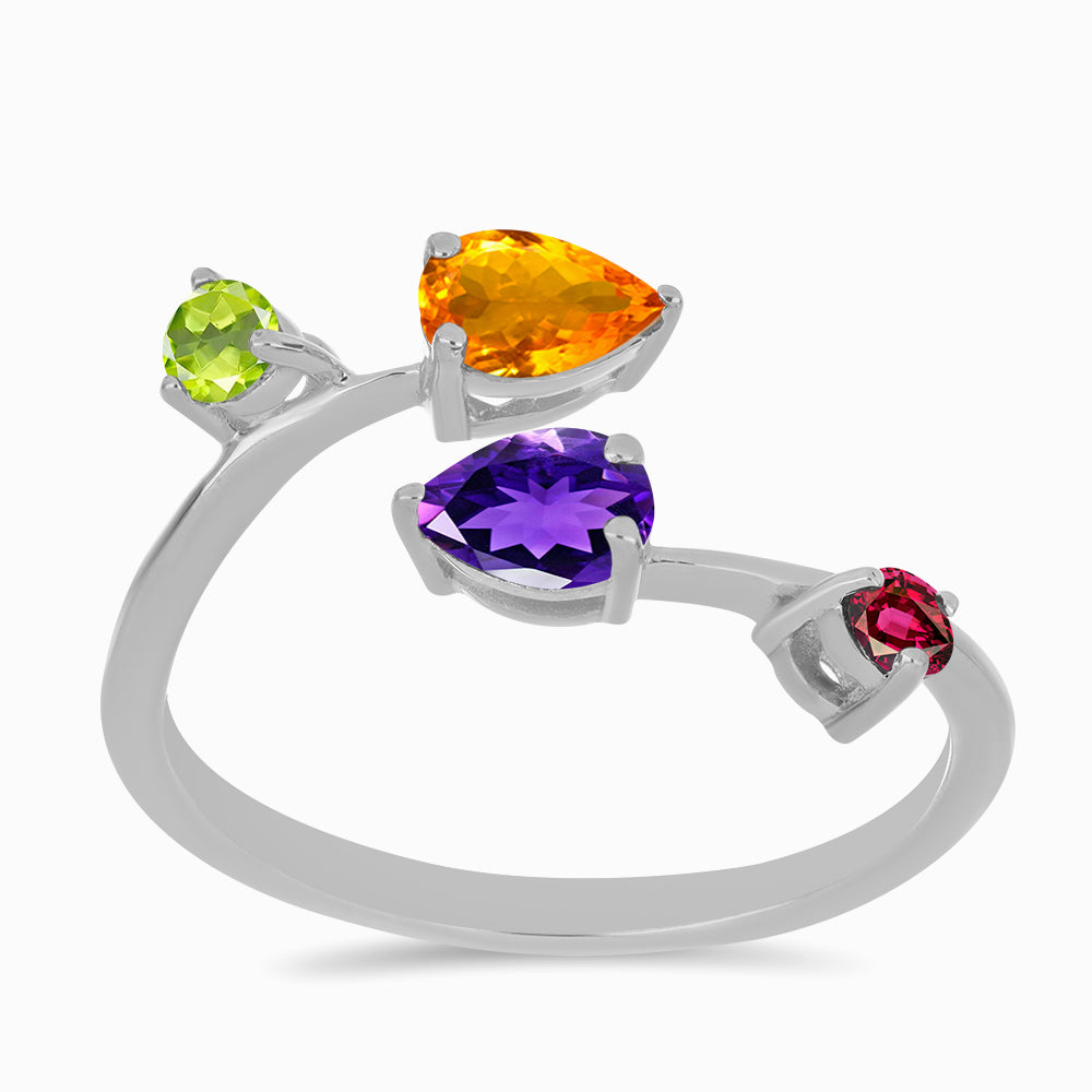 Silberring mit marokkanischem Amethyst und goldfarbenem Rio Zitrin 3 