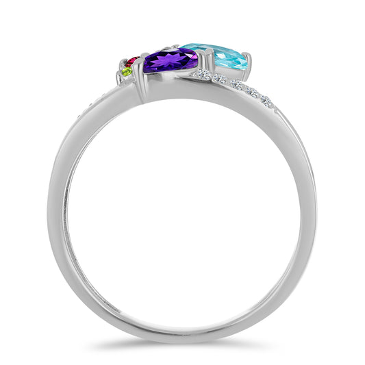 Silberring mit marokkanischem Amethyst und goldfarbenem Rio Zitrin