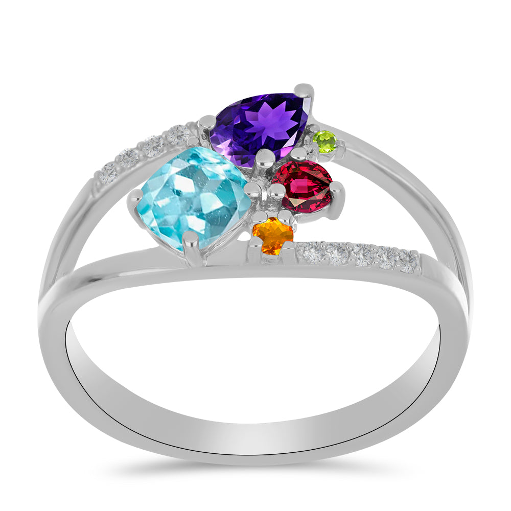 Silberring mit marokkanischem Amethyst und goldfarbenem Rio Zitrin 3 