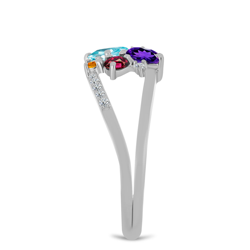 Silberring mit marokkanischem Amethyst und goldfarbenem Rio Zitrin 4 