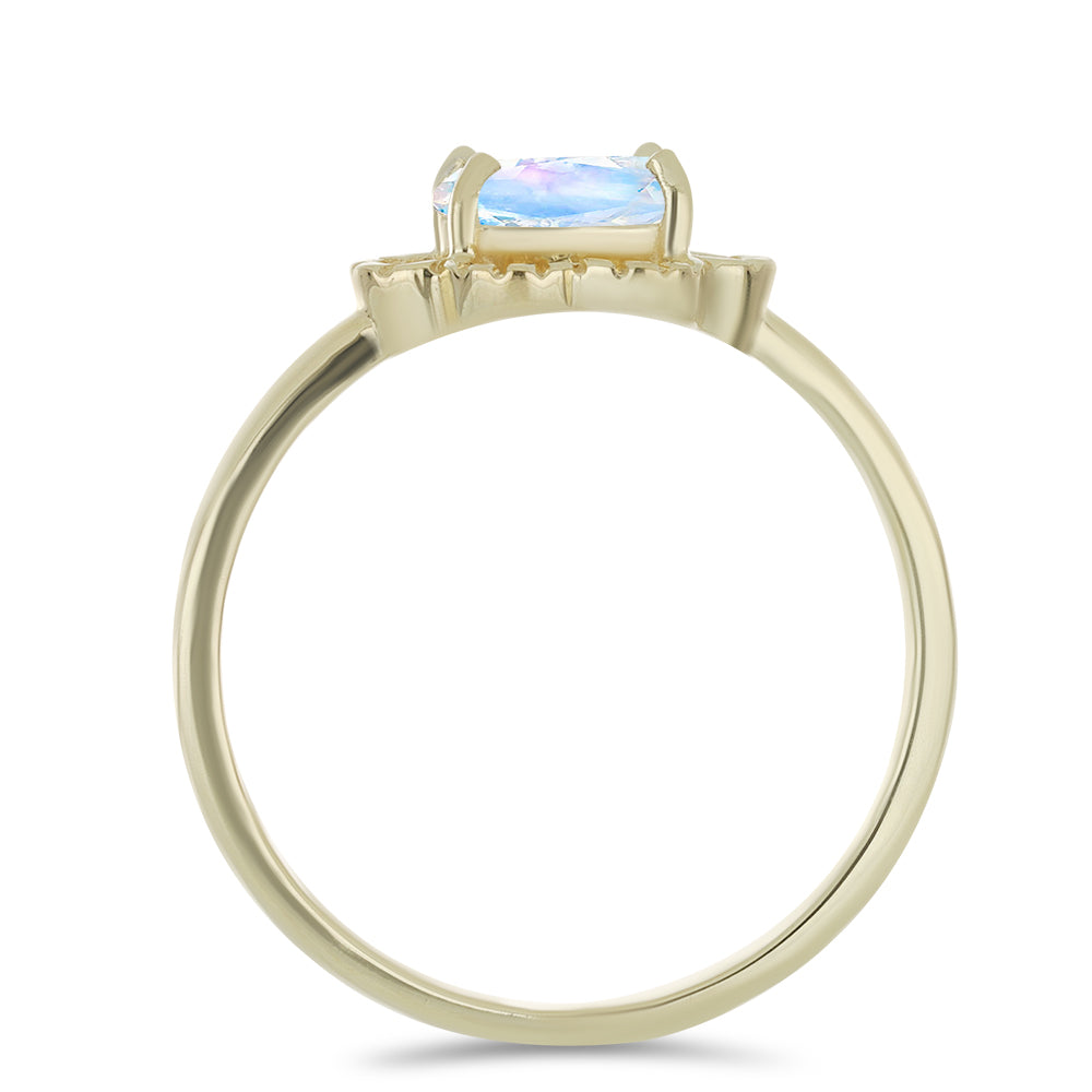 Goldplattierter Silberring mit Regenbogenmondstein 2 