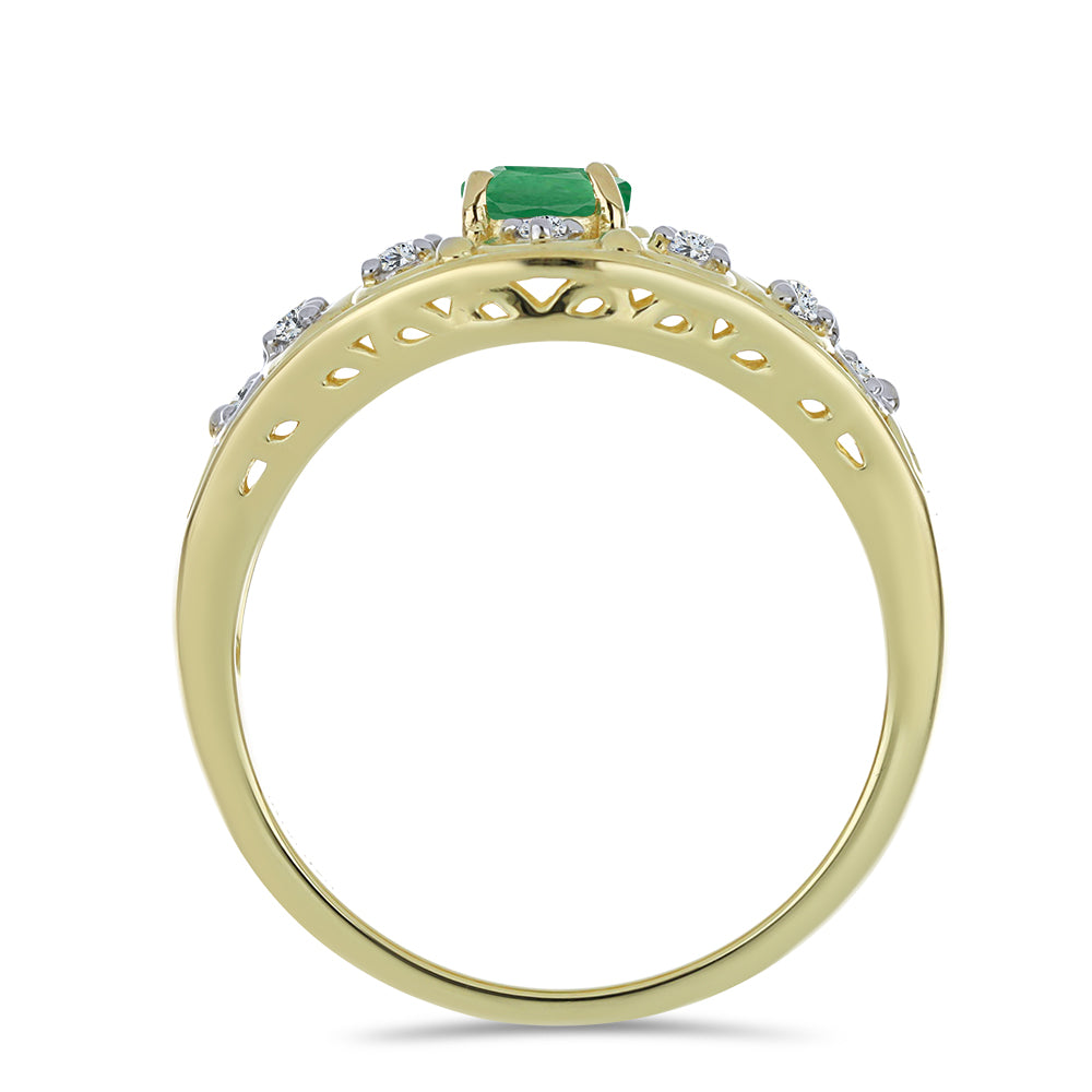 Goldplattierter Silberring mit brasilianischem Smaragd und weißem Topas 2 