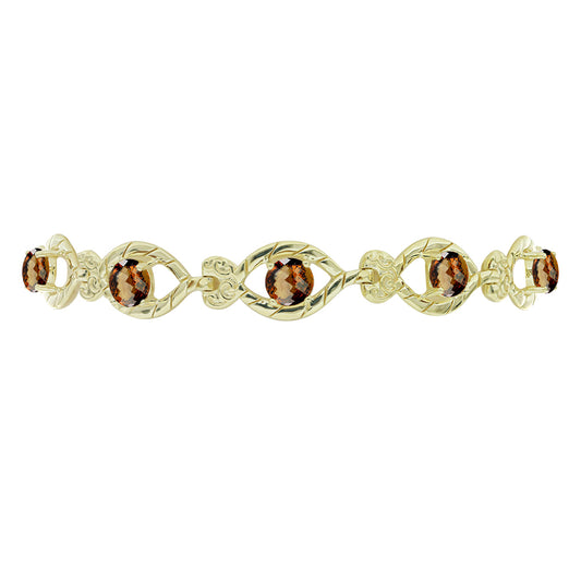 Goldplattiertes Silberarmband mit Cognac-Quarz