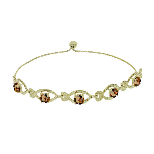 Goldplattiertes Silberarmband mit Cognac-Quarz