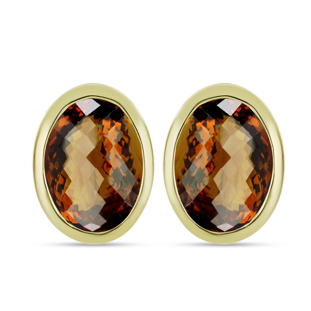 Goldplattierte Silberohrringe mit Cognac-Quarz